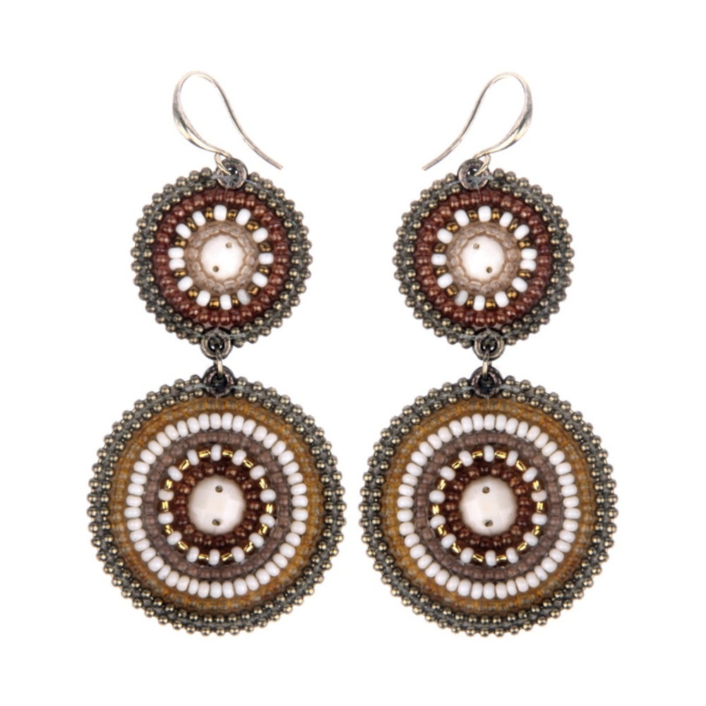 Erik & Mike Soan 2 Circle Earrings in Cream Gold.